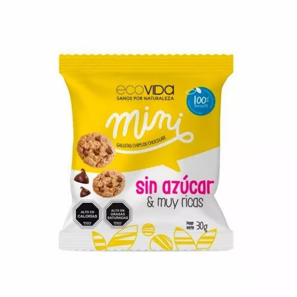 GALLETAS CHIPS CHOCOLATE SIN AZUCAR 30G