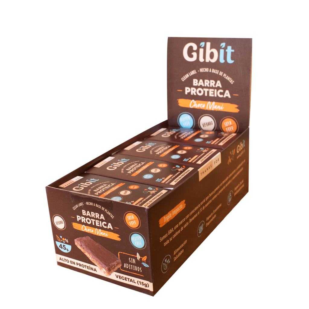 BARRA PROTEICA CACAO MANÍ 50 G (16 UN) - GIBIT