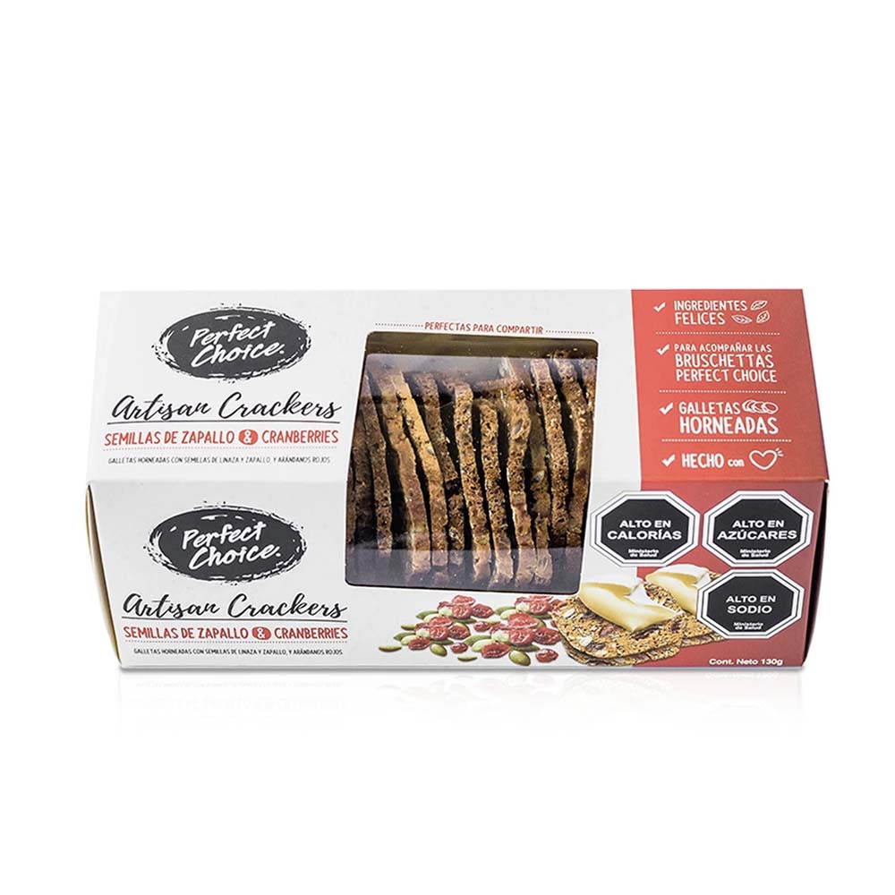 ARTISAN CRACKERS SEMILLAS DE ZAPALLO Y CRANBERRIES 130 G - PERFECT CHOICE 