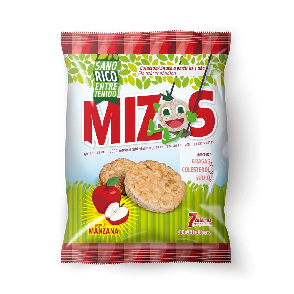 GALLETAS DE ARROZ MANZANA 16 G MIZOS