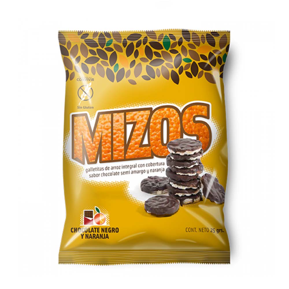 GALLETAS DE ARROZ CHOCOLATE NARANJA 25 G MIZOS