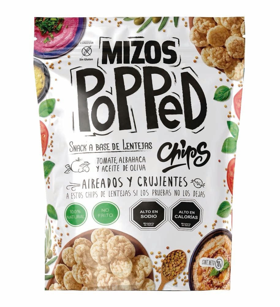 POPPED CHIPS LENTEJAS TOMATE Y ALBAHACA 98 G - MIZOS 