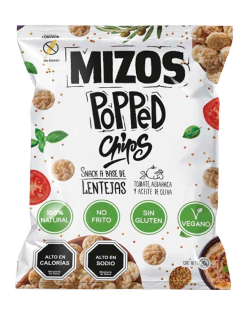 POPPED CHIPS LENTEJAS TOMATE Y ALBAHACA 20 G - MIZOS 