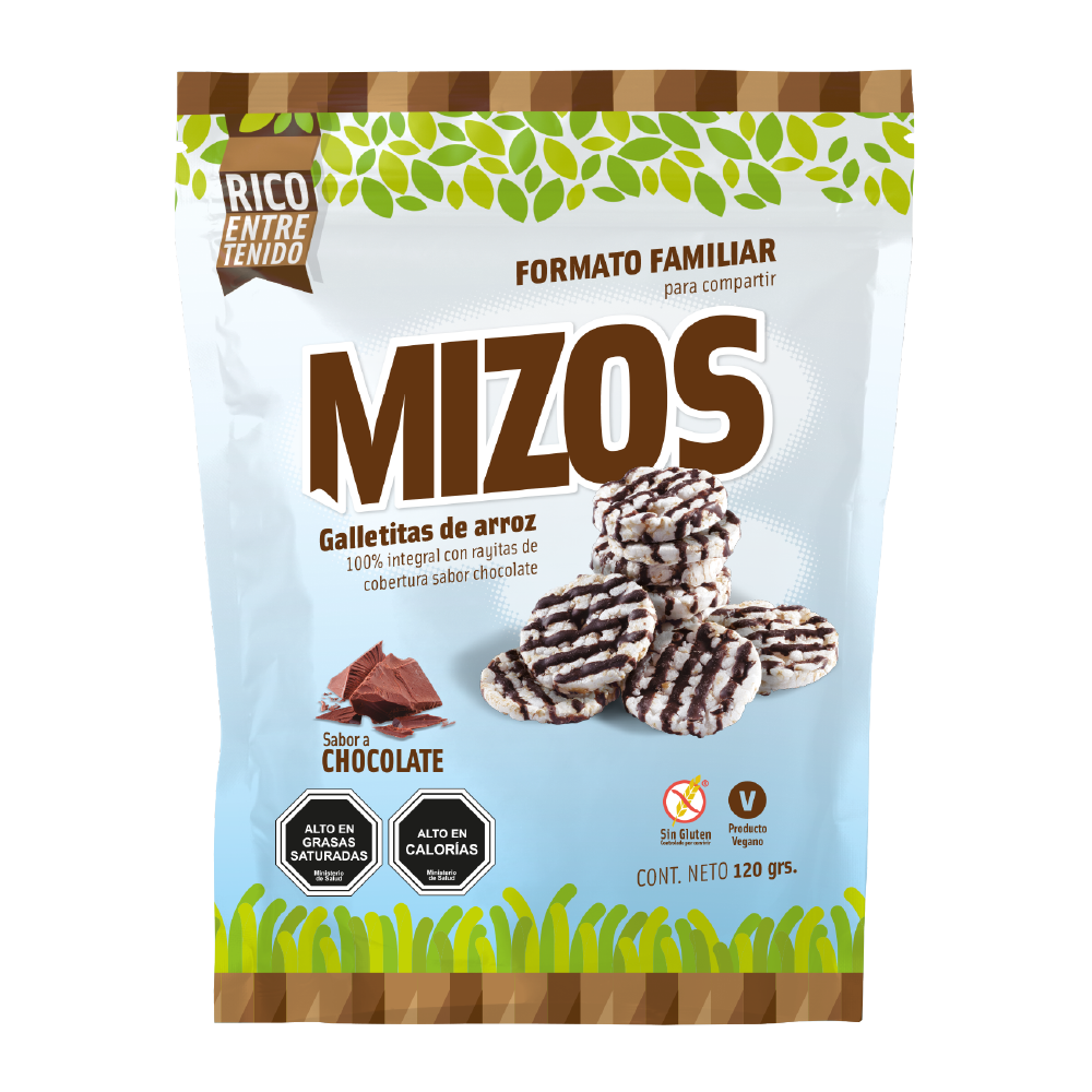 GALLETAS DE ARROZ CHOCOLATE 120 G - MIZOS 