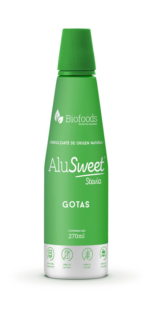 ALUSWEET STEVIA GOTAS 270 ML - BIOFOODS 