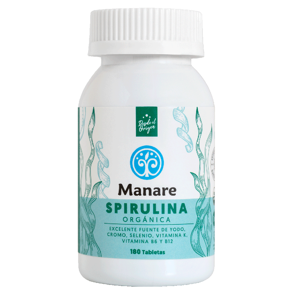 SPIRULINA ORGÁNICA 180 TABLETAS - MANARE 