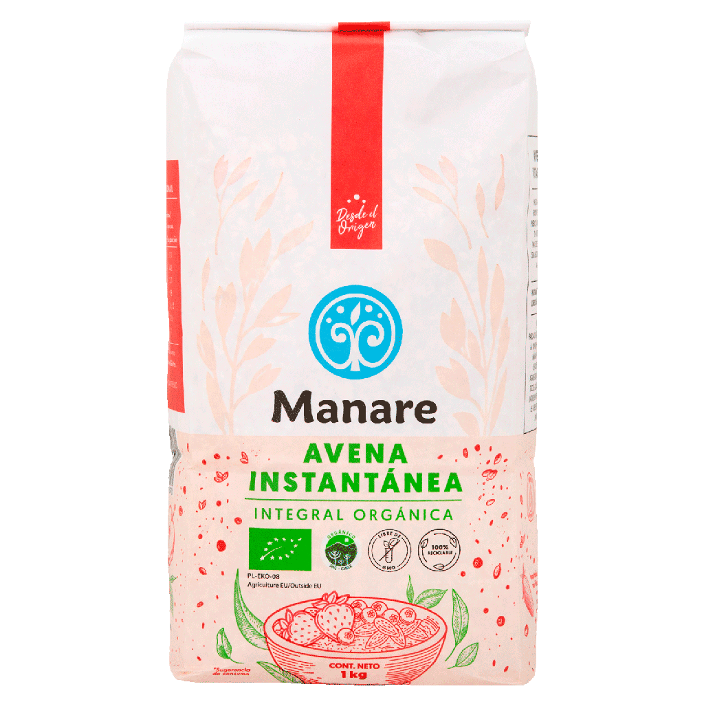 AVENA INSTANTÁNEA INTEGRAL ORGÁNICA 1000 G - MANARE 