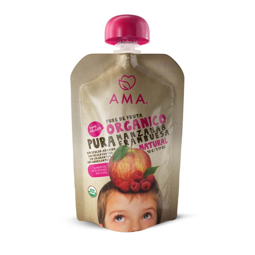 PURÉ MANZANA FRAMBUESA ORGÁNICO 90 G  - AMA TIME