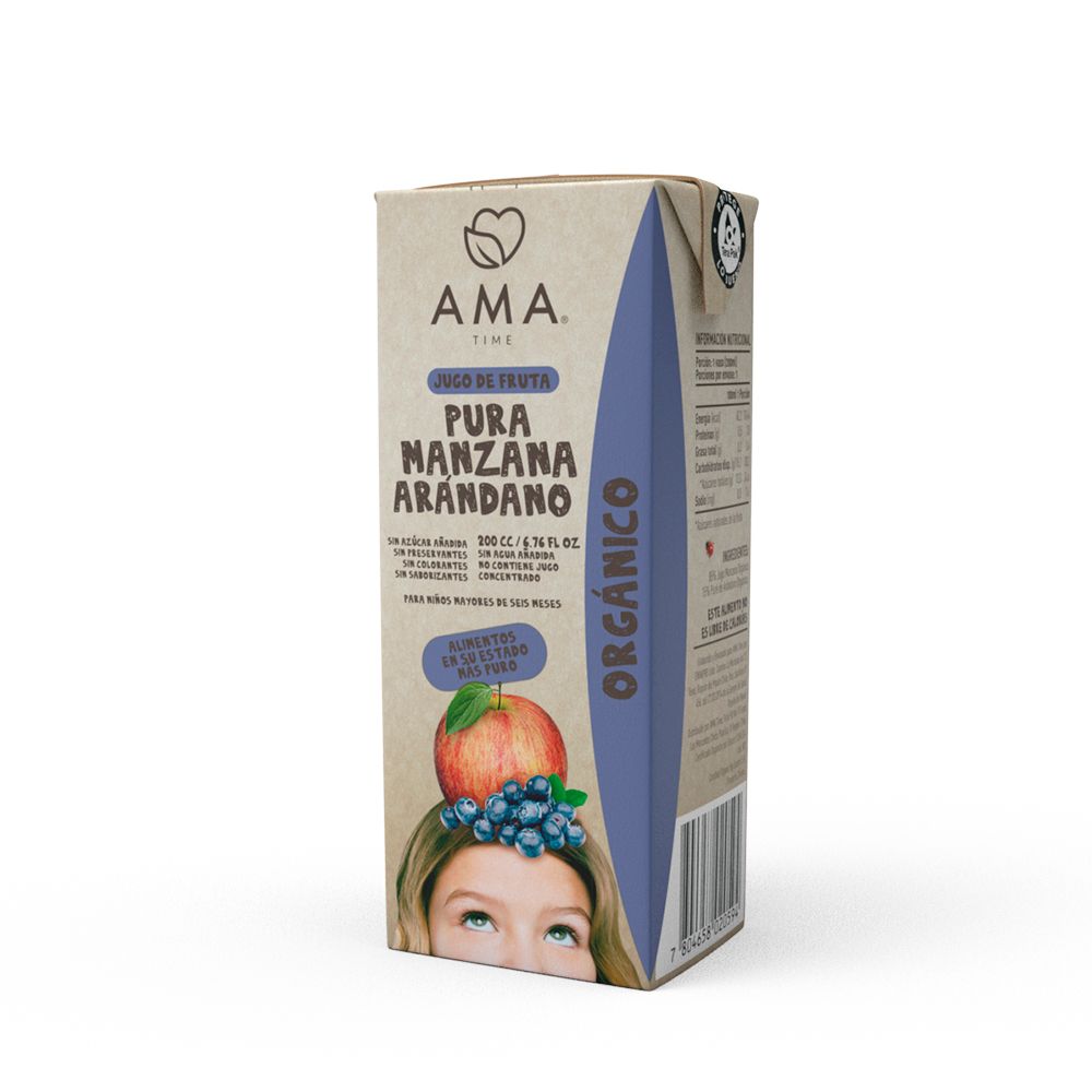 JUGO MANZANA ARÁNDANO ORGÁNICO 200 ML - AMA TIME