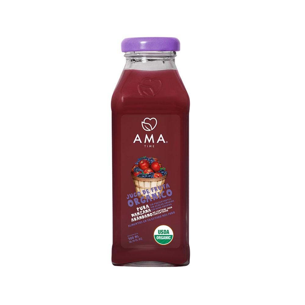 JUGO MANZANA ARÁNDANO ORGÁNICO 300 ML - AMA  TIME