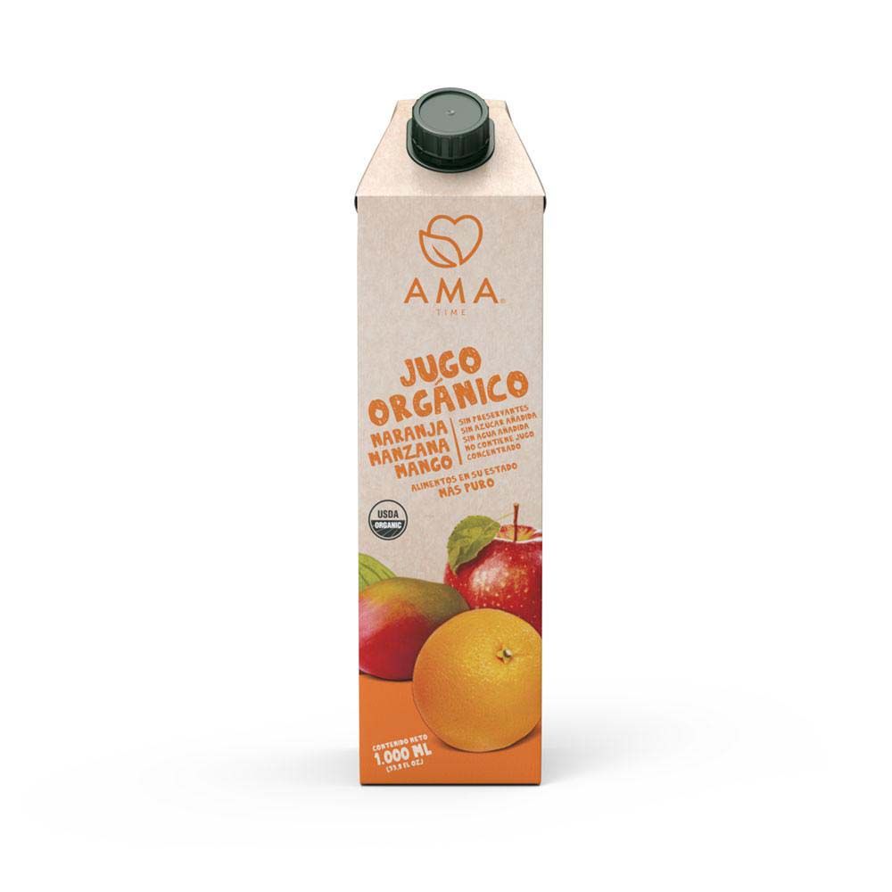 JUGO NARANJA MANZANA MANGO ORGÁNICO 1000 ML - AMA TIME