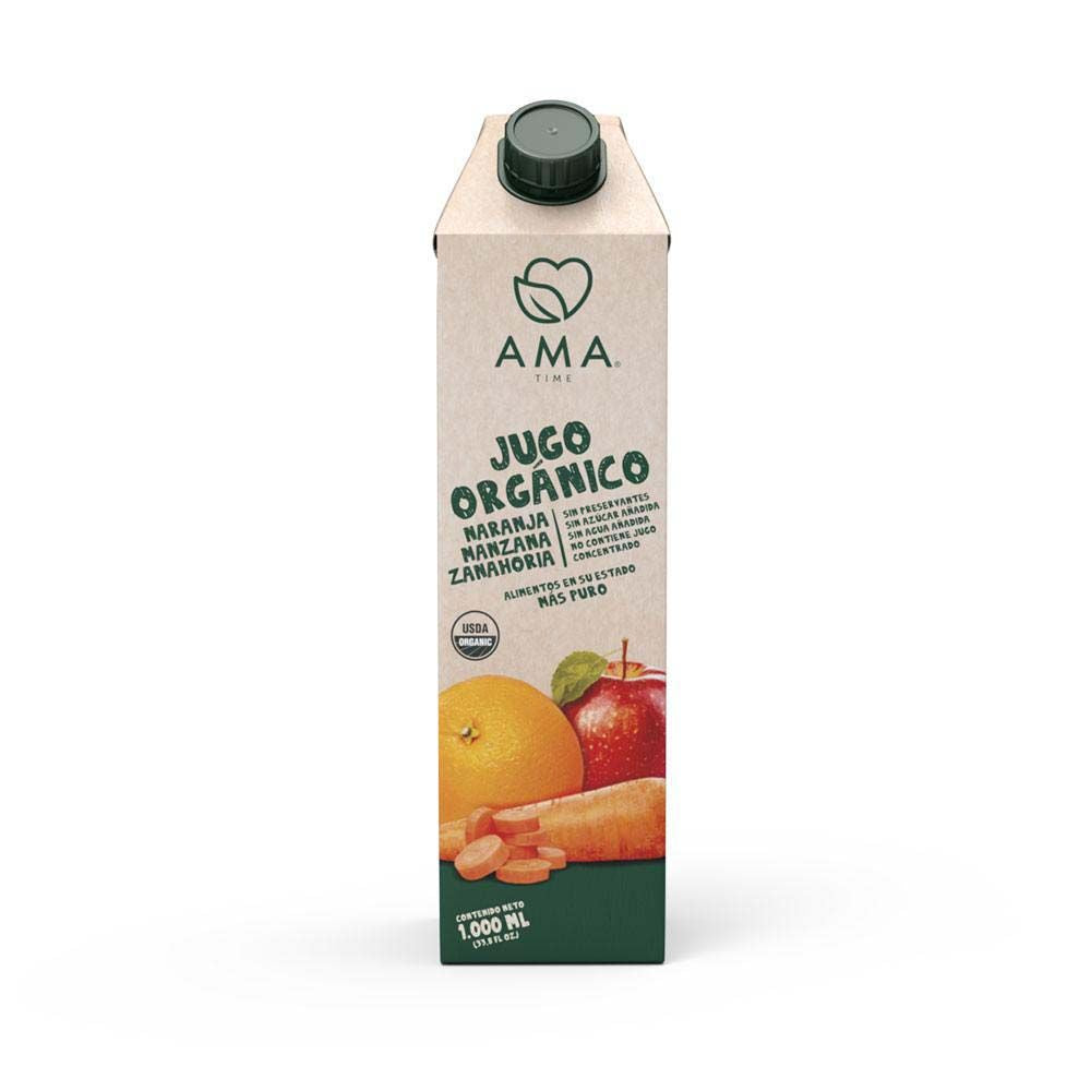 JUGO NARANJA MANZANA ZANAHORIA ORGÁNICO 1000 ML - AMA TIME