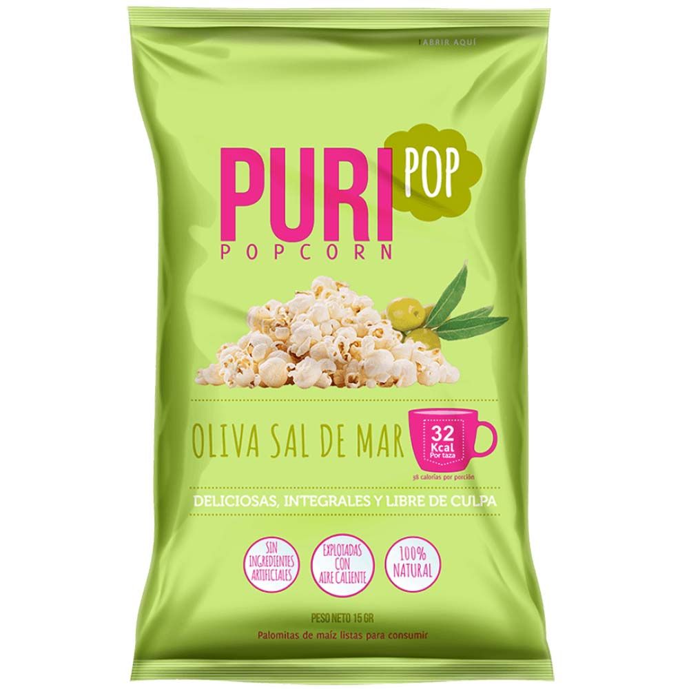 POPCORN OLIVA SAL DE MAR 15 G - PURIPOP 