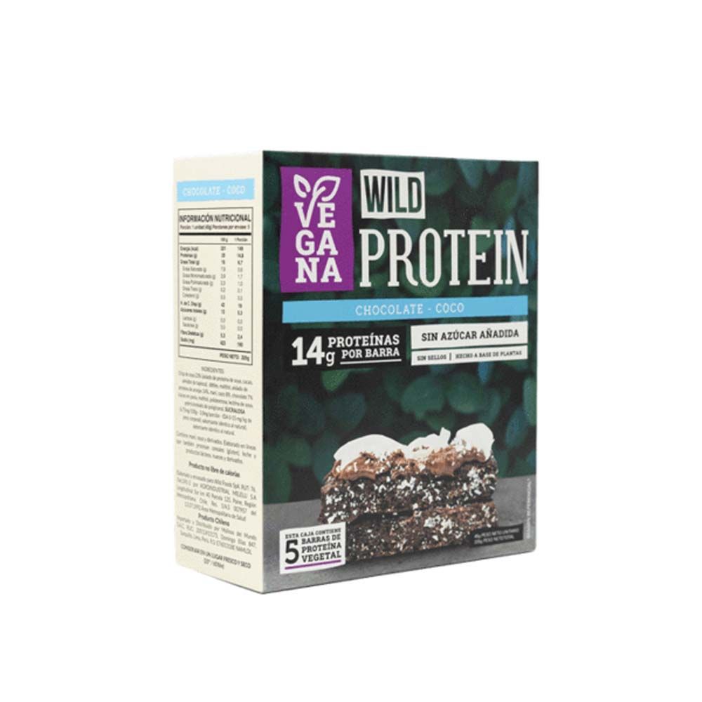 WILD PROTEIN BAR VEGANA CHOCOLATE COCO 45 G (5U) - WILDFOODS 