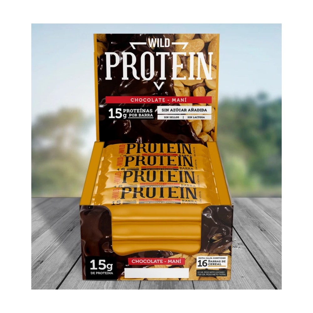 WILD PROTEIN BAR CHOCOLATE MANÍ 45 G (16U) - WILDFOODS 