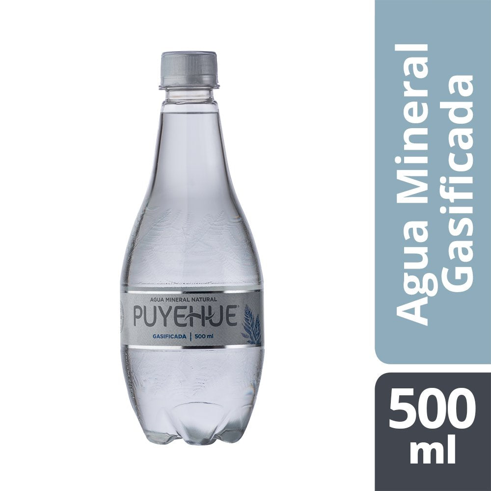 AGUA MINERAL CON GAS DISPLAY 12 UNIDADES 500CC - PUYEHUE