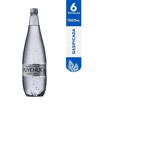 AGUA MINERAL CON GAS 1500 ML (6 UN) - PUYEHUE 