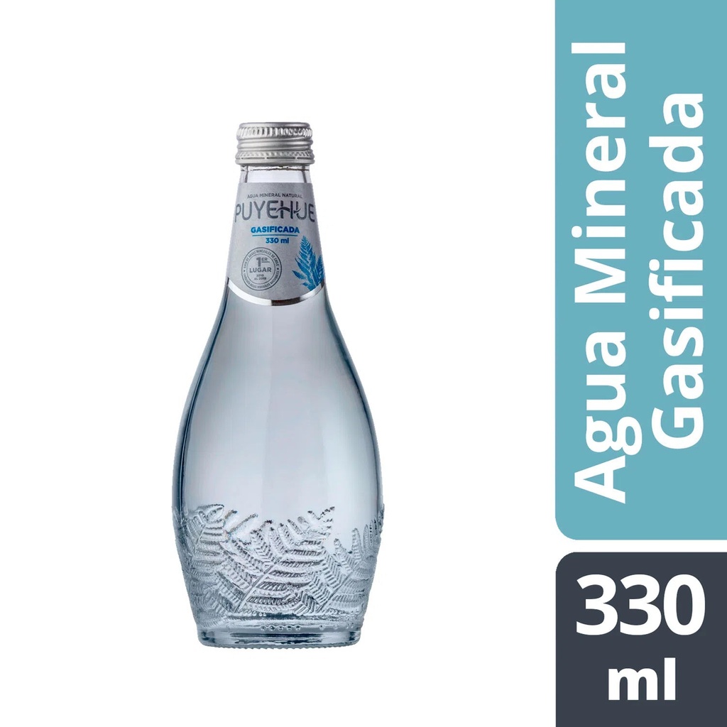 AGUA MINERAL CON GAS VIDRIO 330 CC (DISPLAY 12 UNIDADES)