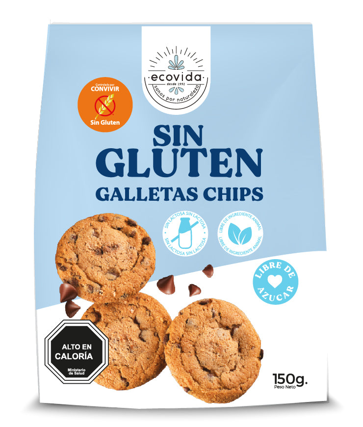 GALLETA SIN GLUTEN CHIPS VAINILLA 150 G - ECOVIDA