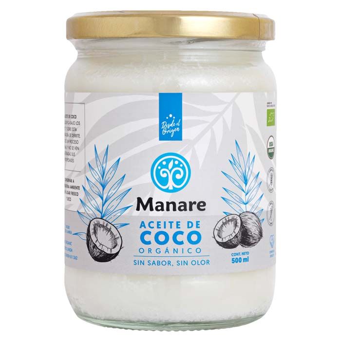 ACEITE DE COCO ORGÁNICO SIN OLOR Y SABOR 500 ML - MANARE 