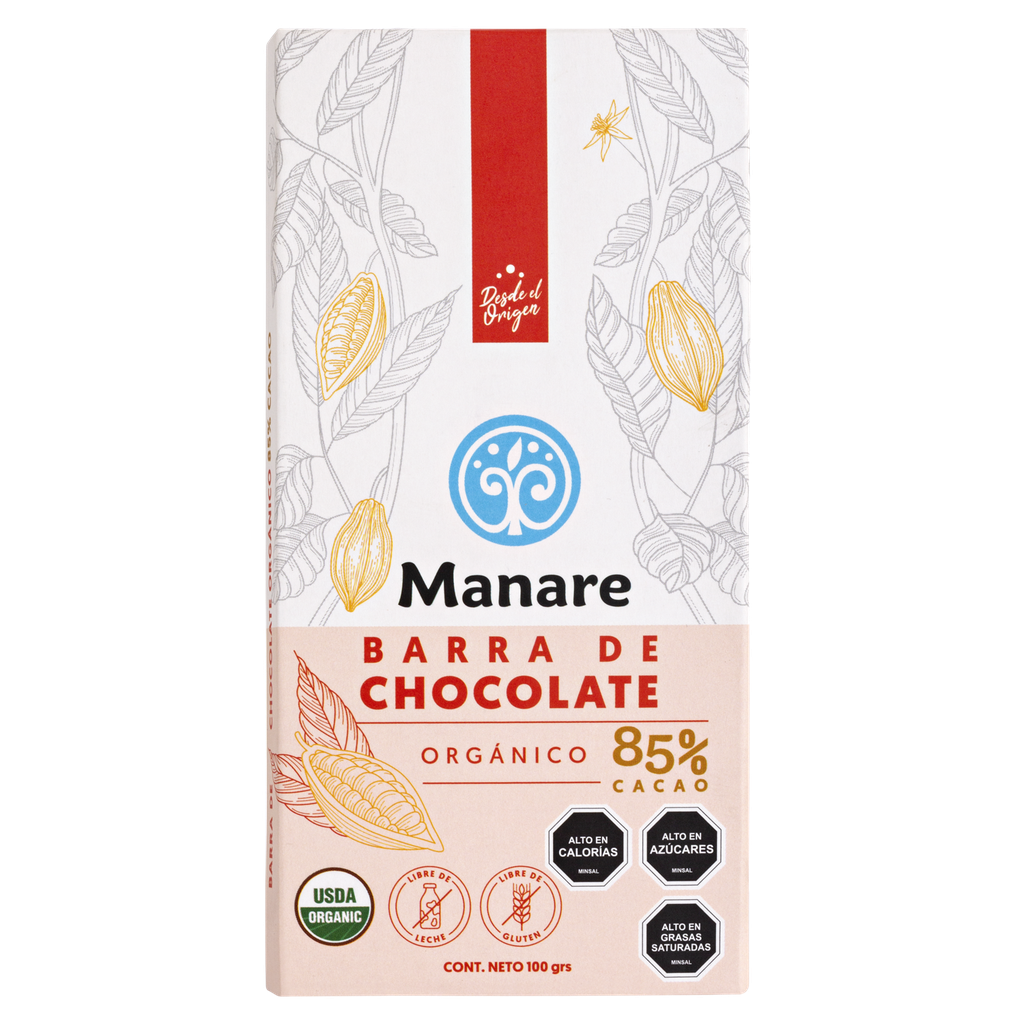 BARRA DE CHOCOLATE 85%CACAO (SIN AZÚCAR) 100GRS MANARE