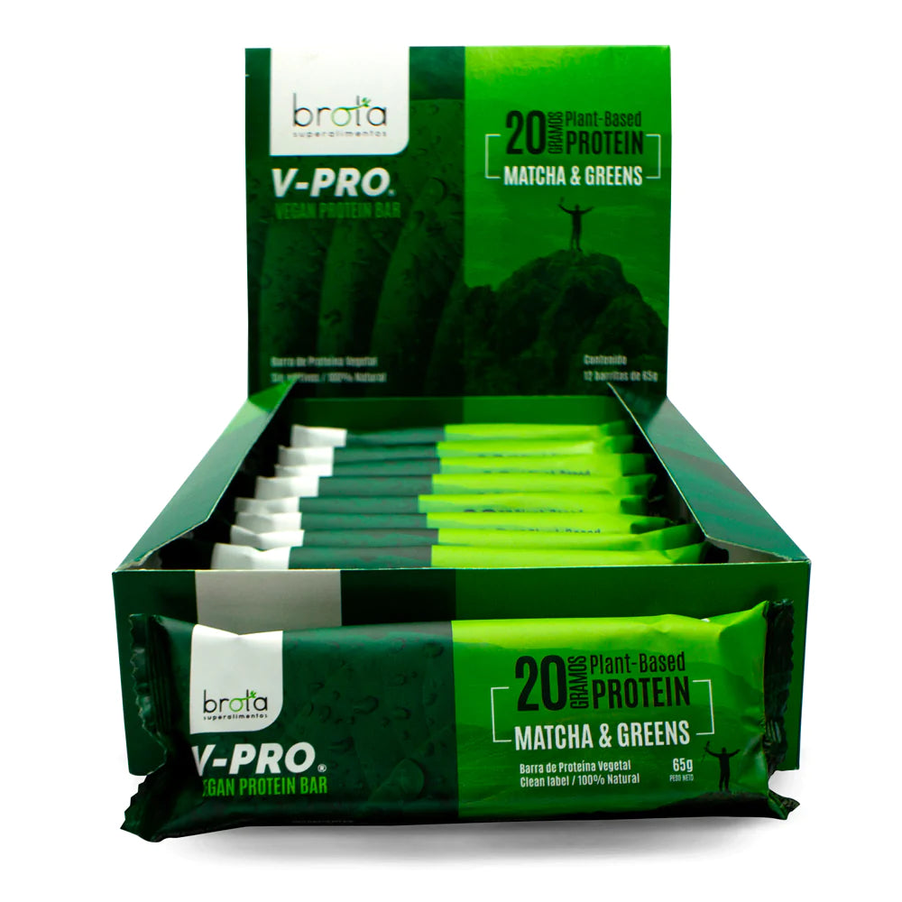 V-PRO VEGAN PROTEIN BAR MATCHA & GREENS (12 UNID.) BROTA