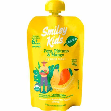 COLADO ORGANICO PERA PLATANO MANGO GLUTEN FREE - 90 GRS - SMILEY KIDS