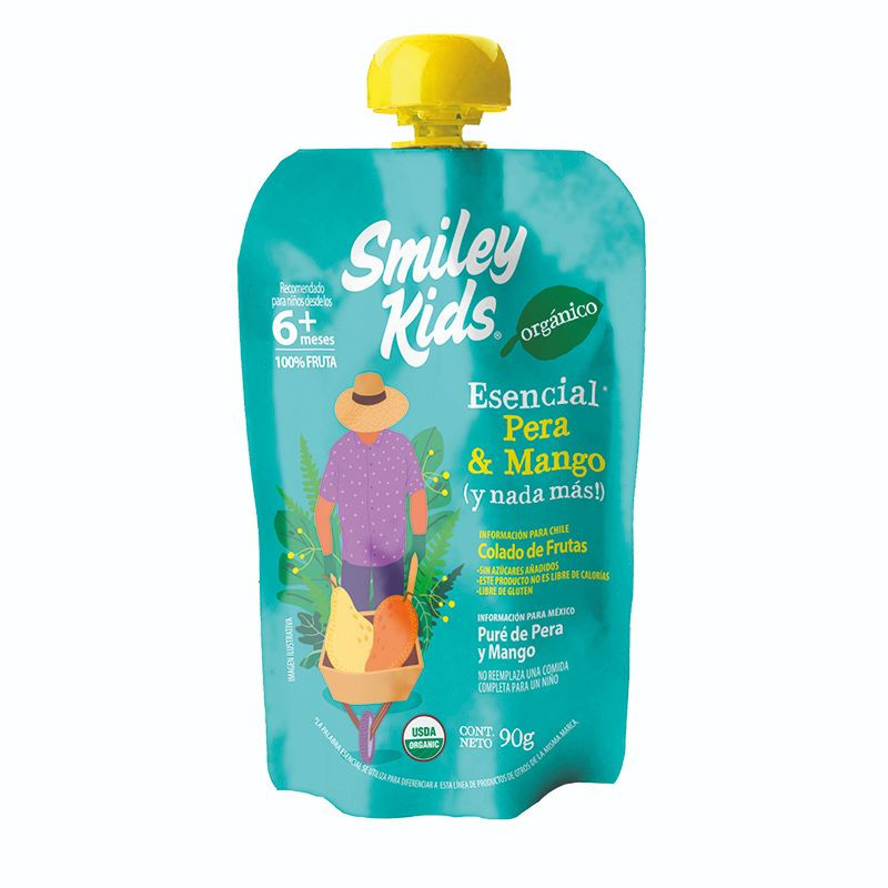 COLADO ORGANICO ESENCIAL PERA MANGO GLUTEN FREE -  90 GRS - SMILEY KIDS