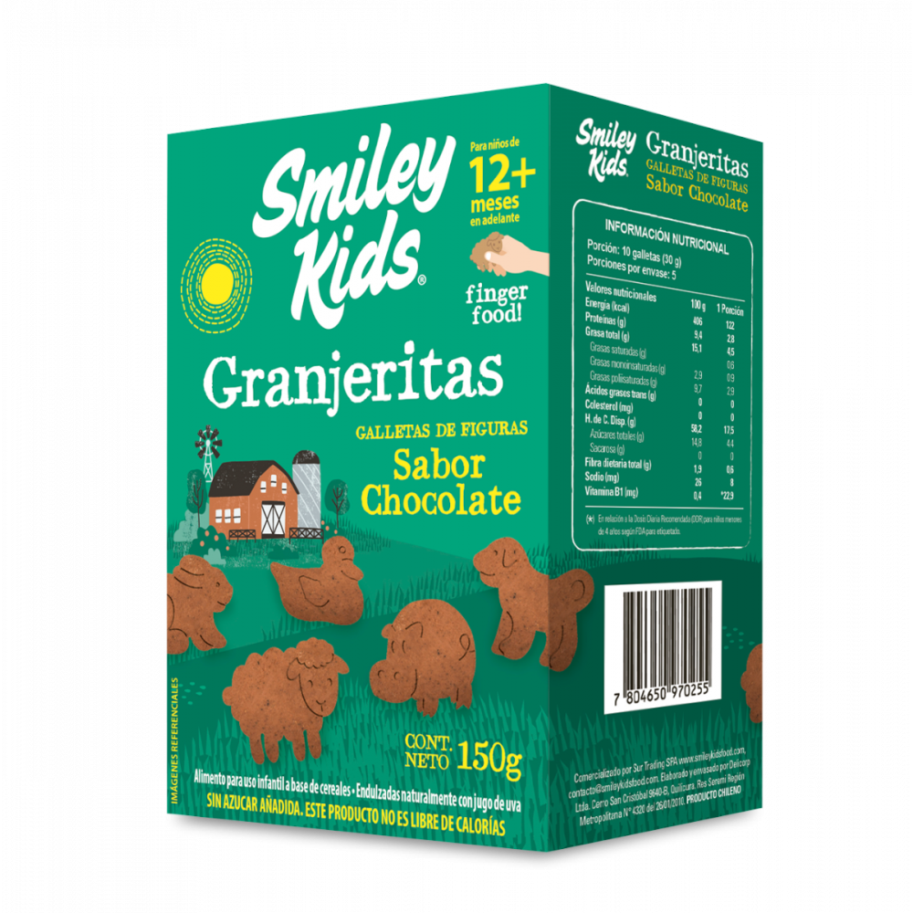 GALLETA SIN SELLOS GRANJERITAS CHOCOLATE - 150 GRS - SMILEY KIDS