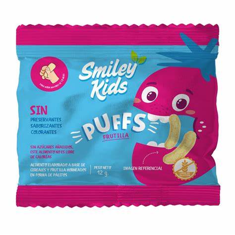 PUFFS FRUTILLA  - 12 GRS -  SMILEY KIDS