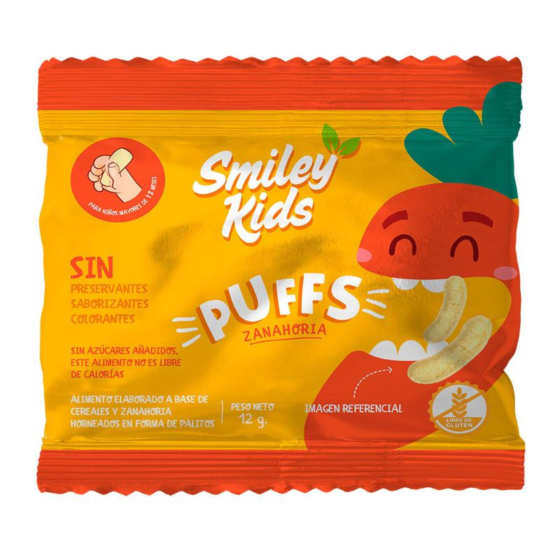 PUFFS ZANAHORIA - ZAPALLO - 12 GRS -- SMILEY KIDS