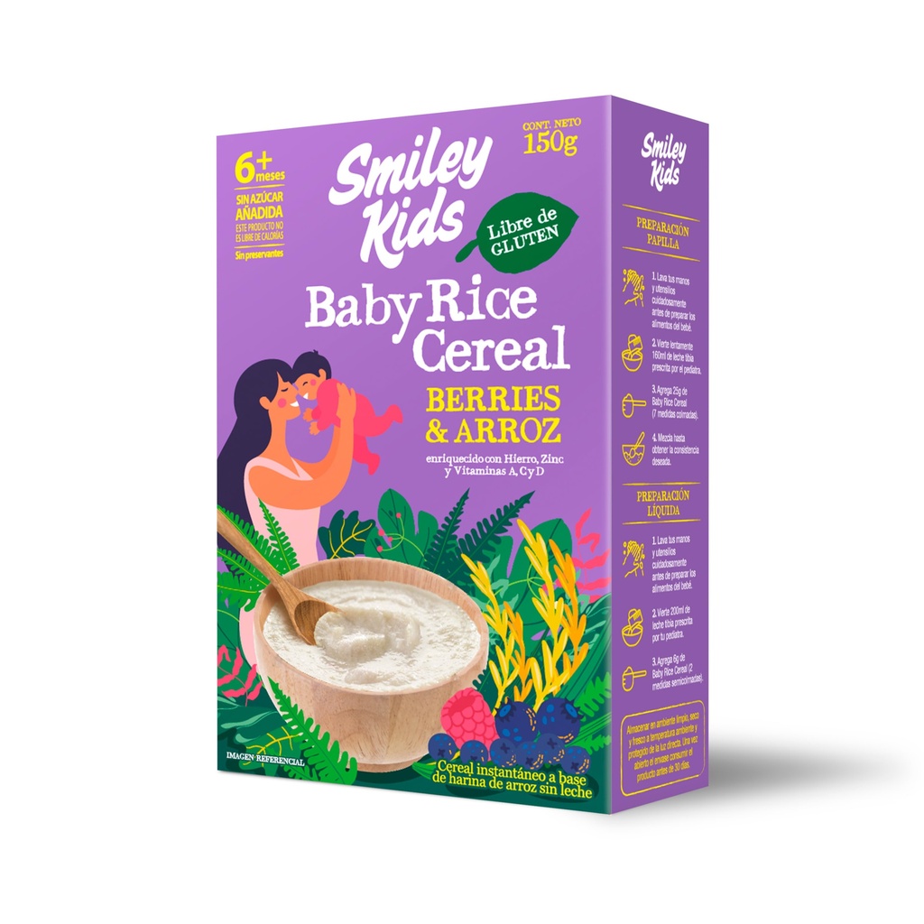 BABY RICE GLUTEN FREE BERRIES - 150 GRS - SMILEY KIDS