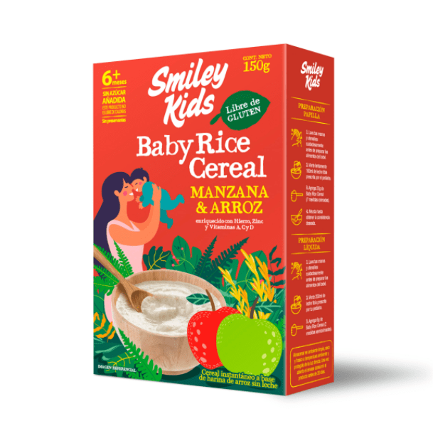 BABY RICE GLUTEN FREE MANZANA - 150 GRS - SMILEY KIDS