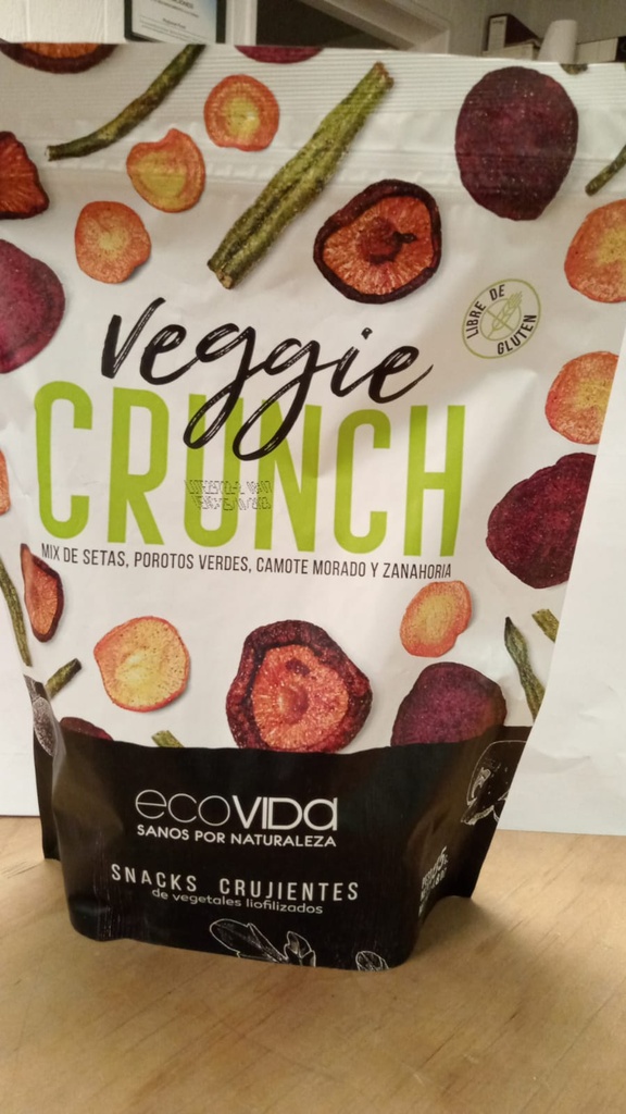 VEGGIE CRUNCH MIX DE SETAS, POROTOS VERDES, CAMOTE MORADO Y ZANAHORIA 135G-ECOVIDA