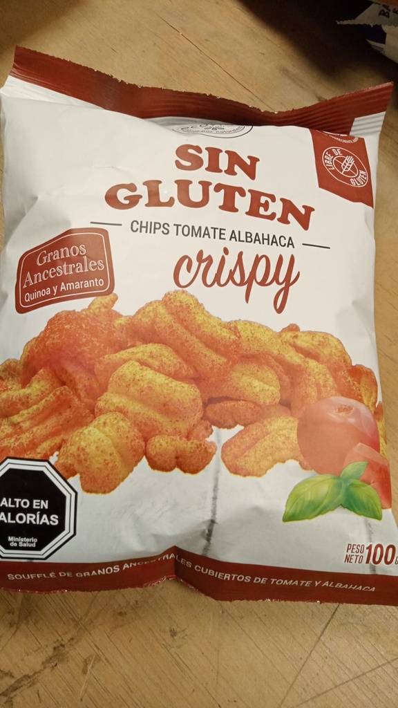 SIN GLUTEN CHIPS TOMATE  ALBAHACA CRISPY 100G-ECOVIDA