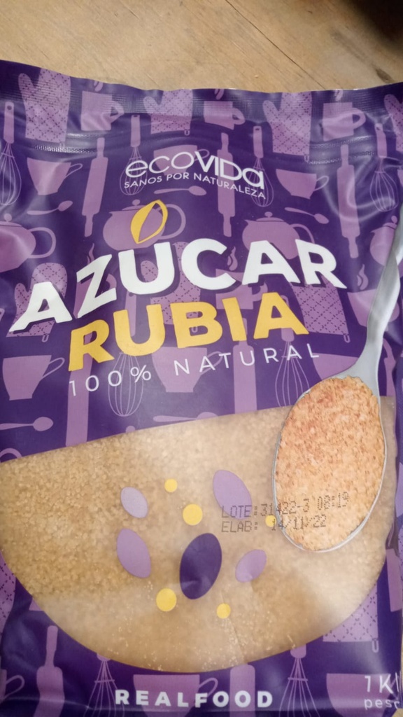 AZUCAR RUBIA 100% NATURAL  1000G-ECOVIDA