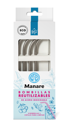 [Manare] BOMBILLA REUTILIZABLE DE ACERO INOXIDABLE PLATA - MANARE 